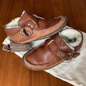 Quoddy shearling ring slippers w. dustbag